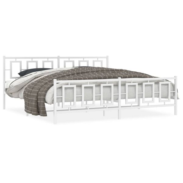 vidaXL Cadre de lit m&eacute;tal sans matelas et pied de lit blanc 193x203 cm