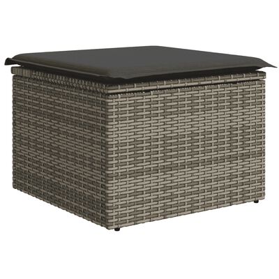 vidaXL Salon de jardin 9 pcs avec coussins gris résine tressée