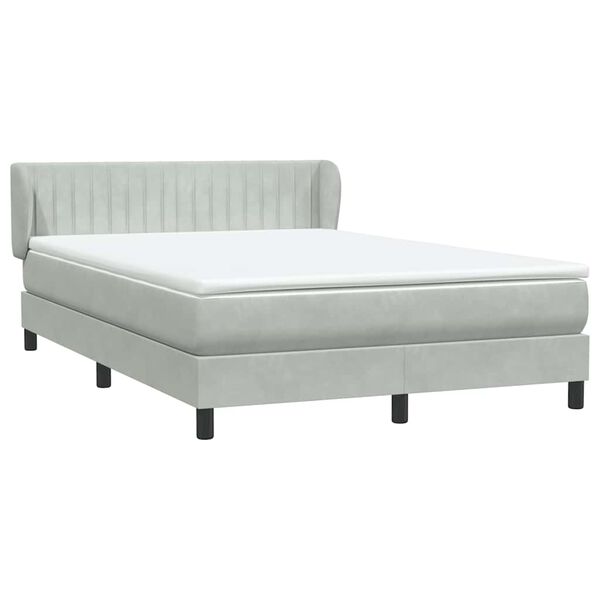 vidaXL Sommier &agrave; lattes de lit et matelas gris clair 140x220cm velours
