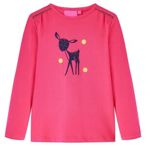 vidaXL T-shirt enfants &agrave; manches longues rose vif 104