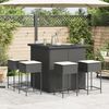 vidaXL Ensemble de bar de jardin 5 pcs avec coussins noir poly rotin