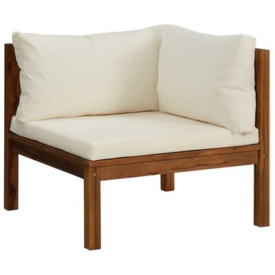 vidaXL Salon de jardin 3 pcs avec coussin crème Bois d'acacia solide