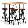 vidaXL Ensemble de bar 5 pcs Bois d'acacia massif et cuir v&eacute;ritable