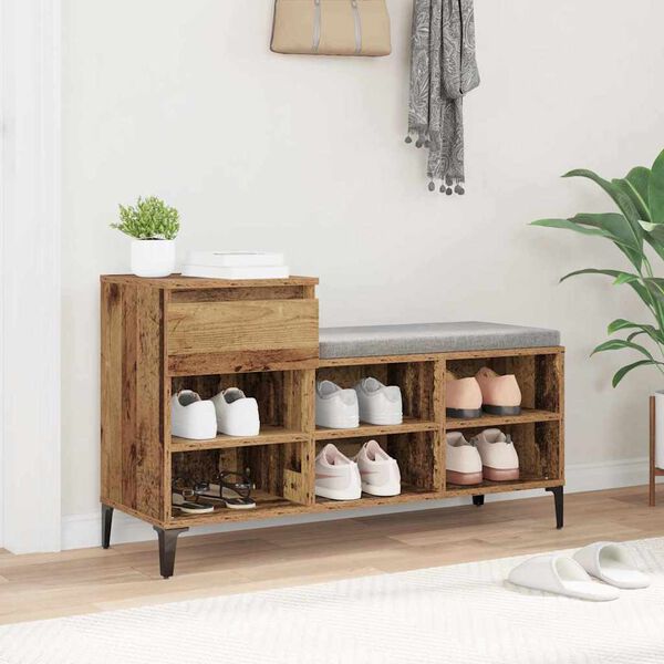 vidaXL Cabinet &agrave; chaussures avec tiroir Bois ancien 102 x 36 x 60 cm