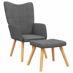 vidaXL Chaise de relaxation avec tabouret Gris fonc&eacute; Tissu