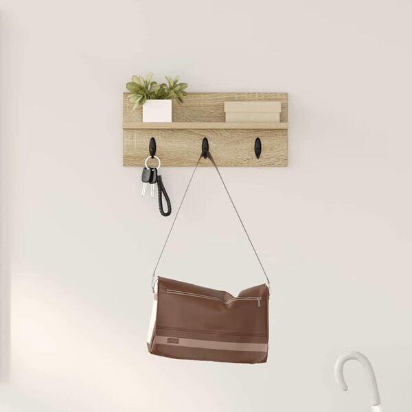 vidaXL Porte-manteau mural avec étagère Chêne sonoma 40 x 10.5 x 18 cm