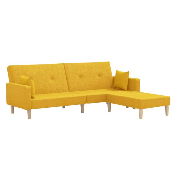 vidaXL Canap&eacute;-lit &agrave; 2 places avec repose-pied Jaune Tissu