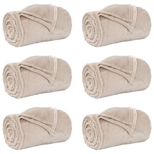 vidaXL Couvertures &agrave; jeter 6 pc Beige 220 x 240 cm 8.23 kg Polaire