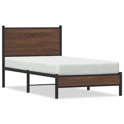 vidaXL Cadre de lit en métal avec tête de lit chêne marron 75x190 cm