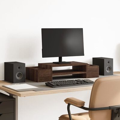 vidaXL Support de moniteur et rangement chêne marron bois d'ingénierie