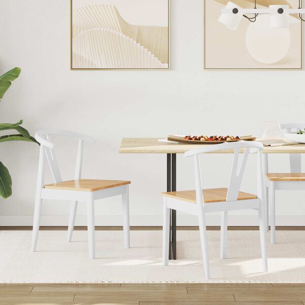 vidaXL Chaise de salle &agrave; manger 2 pcs Blanc et Naturel