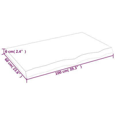 vidaXL Dessus de table 100x60x(2-6) cm bois de chêne massif non traité