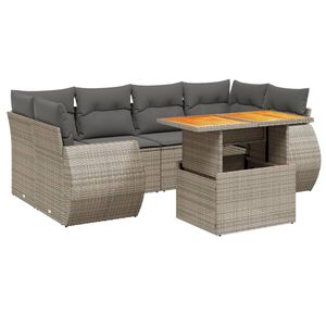 vidaXL Salon de jardin avec coussins 7 pcs gris r&eacute;sine tress&eacute;e