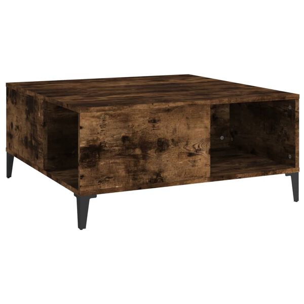 vidaXL Table basse chêne fumé 80x80x36,5 cm bois d'ingénierie