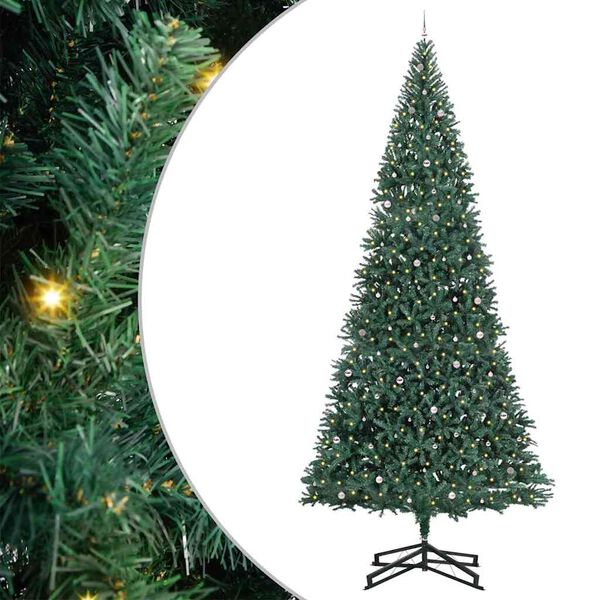 vidaXL Arbre de No&euml;l artificiel pr&eacute;-&eacute;clair&eacute; avec ensemble de boules