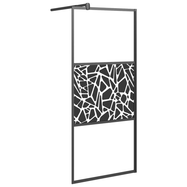 vidaXL Paroi de douche 80x195 cm Verre ESG avec design de pierre Noir