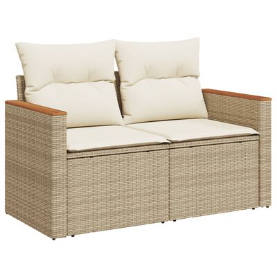 vidaXL Salon de jardin avec coussins 9 pcs beige résine tressée