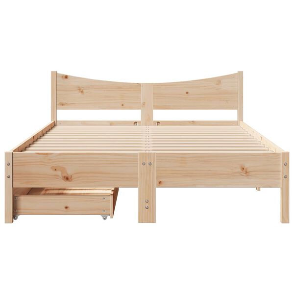 vidaXL Cadre de lit avec tiroirs 140x190 cm bois de pin massif