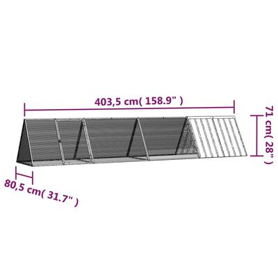 vidaXL Cage pour lapin Gris 403,5x80,5x71 cm Acier galvanisé