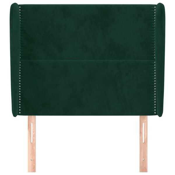 vidaXL T&ecirc;te de lit avec oreilles Vert fonc&eacute; 93x23x118/128 cm Velours