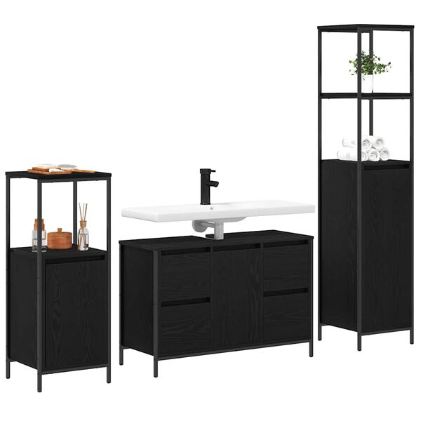vidaXL Ensemble de mobilier de salle de bain 3 pcs Chêne noir