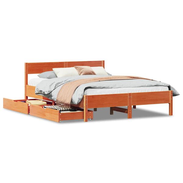 vidaXL Cadre de lit sans matelas cire marron 120x190cm bois pin massif