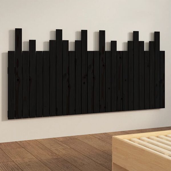 vidaXL T&ecirc;te de lit murale Noir 166x3x80 cm Bois massif de pin