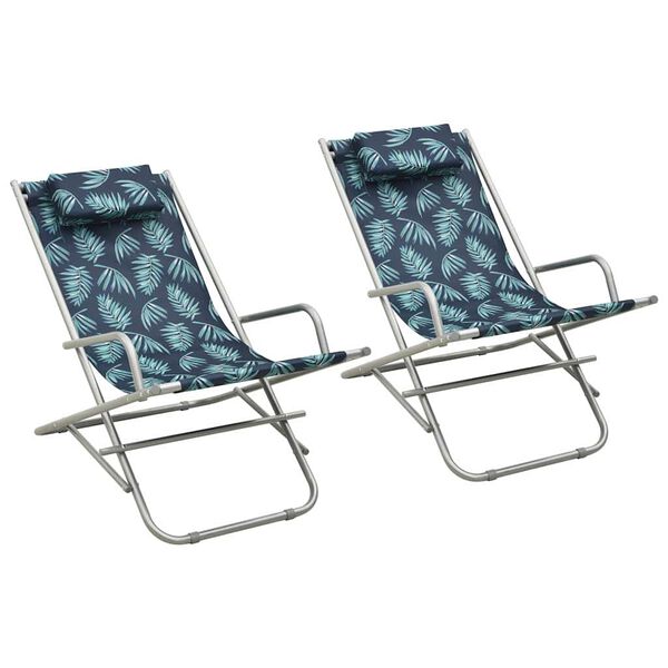 vidaXL Chaises &agrave; bascule lot de 2 Acier Motif de feuilles