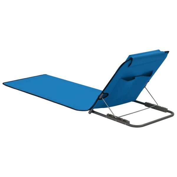 vidaXL Tapis de plage pliables 2 pcs Acier et tissu Bleu