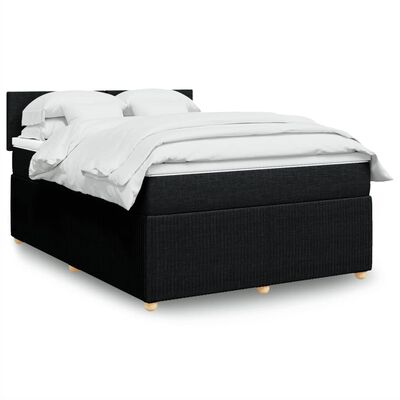 vidaXL Sommier à lattes de lit avec matelas Noir 140x200 cm Tissu