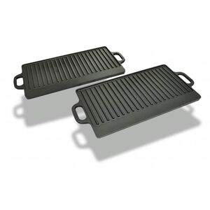vidaXL Plancha en fonte r&eacute;versible 2 pcs 38x23 cm