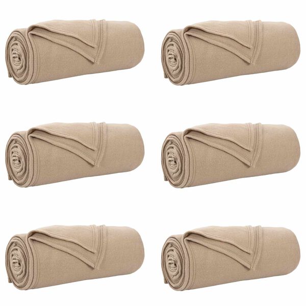 vidaXL Couvertures &agrave; jeter 6 pcs Camel 240 x 220 cm Toison