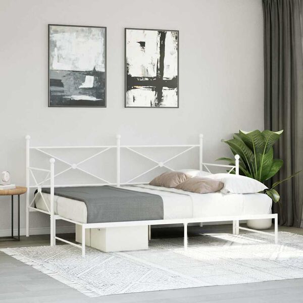 vidaXL Lit de jour avec lit gigogne sans matelas blanc 80x200 cm acier