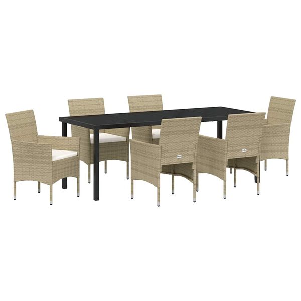 vidaXL Ensemble de salle &agrave; manger pour jardin 7 pcs Beige polyrotin