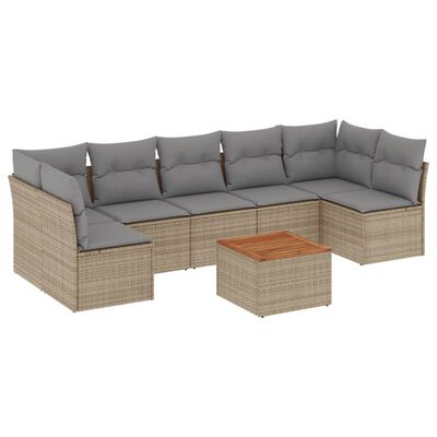 vidaXL Salon de jardin avec coussins 8pcs mélange beige résine tressée