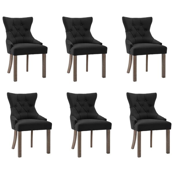 vidaXL Chaises &agrave; manger lot de 6 noir tissu