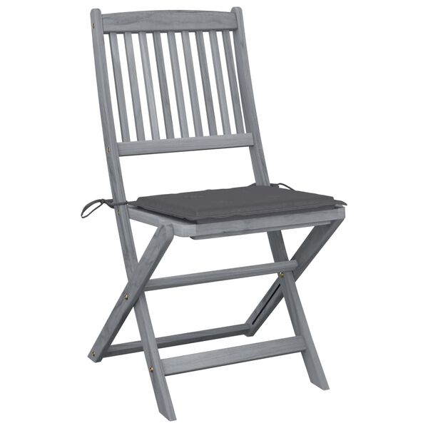 vidaXL Chaises pliables d'ext&eacute;rieur lot de 4 et coussins Bois d'acacia