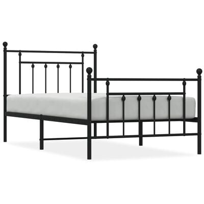 vidaXL Cadre de lit métal sans matelas avec pied de lit noir 100x190cm