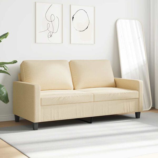 vidaXL Canap&eacute; &agrave; 2 places Cr&egrave;me 140 cm Tissu