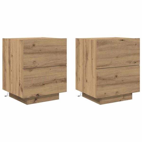 vidaXL Cabinet de chevet 2 pcs Ch&ecirc;ne artisanal 45 x 40 x 55 cm