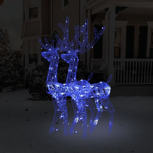 vidaXL D&eacute;corations de No&euml;l de renne Acrylique 2 pcs 120 cm Bleu