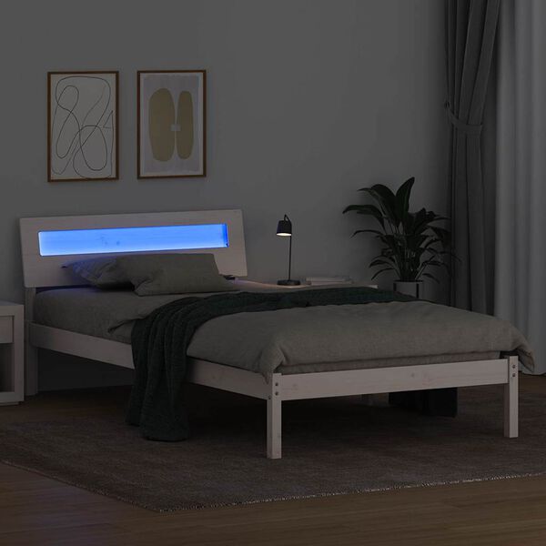 vidaXL Cadre de lit avec t&ecirc;te de lit Blanc 75 x 190 cm Pin massif