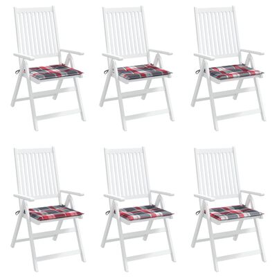 vidaXL Coussins de chaise de jardin lot de 6 carreaux rouges 40x40x3cm