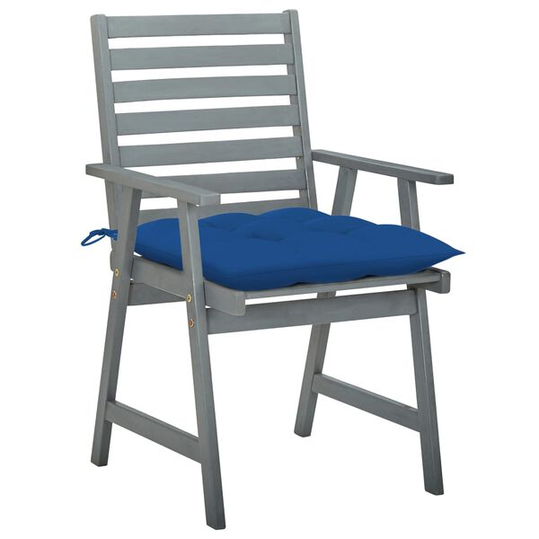vidaXL Chaises &agrave; manger d'ext&eacute;rieur lot de 3 et coussins Acacia massif