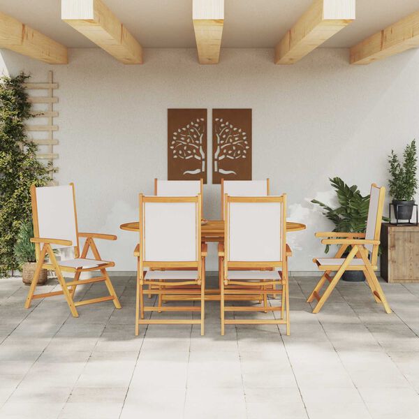 vidaXL Ensemble de salle à manger pour jardin 7 pcs Blanc crème