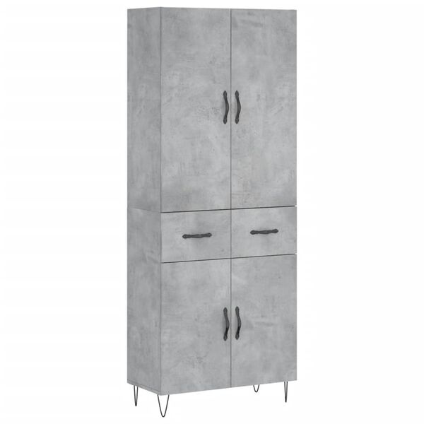 vidaXL Buffet haut Gris b&eacute;ton 69,5x34x180 cm Bois d'ing&eacute;nierie