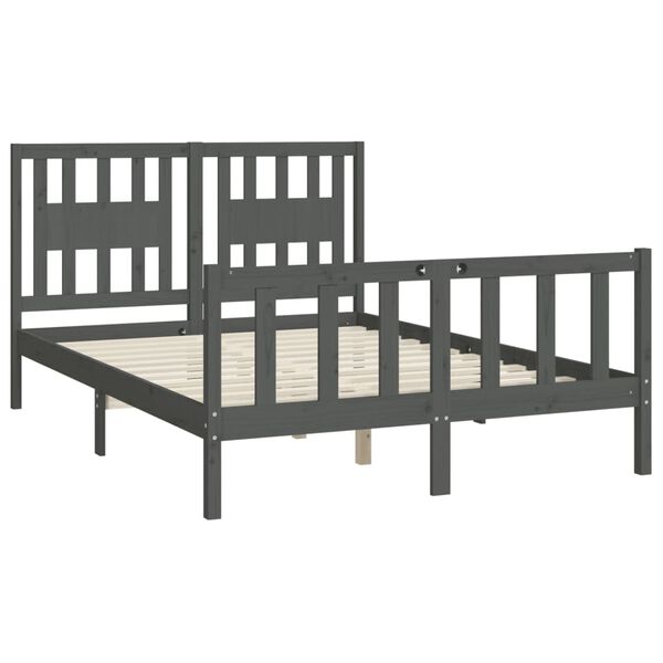 vidaXL Cadre de lit sans matelas gris bois de pin massif 120x200 cm