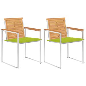 vidaXL Chaises de jardin avec coussins lot de 2 Teck solide et acier