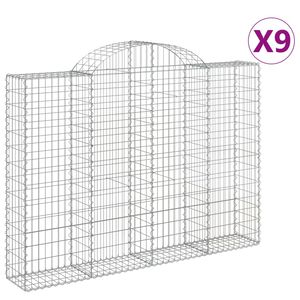 vidaXL Paniers &agrave; gabions arqu&eacute;s 9 pcs 200x30x140/160 cm Fer galvanis&eacute;