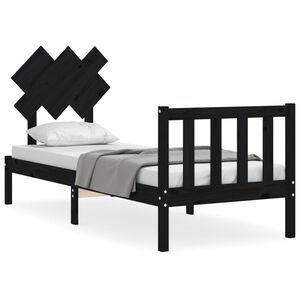 vidaXL Cadre de lit sans matelas noir bois de pin massif